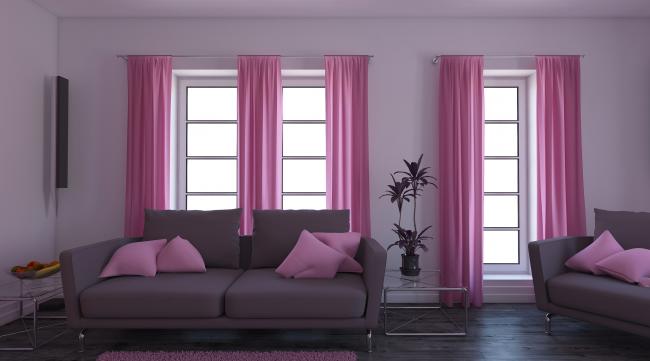 浅粉色窗帘配什么颜色沙发好看